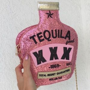 Brand New Pink Tequila Glitter Crossbody Bag